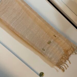 Elegant Cream Scarf with Gold Accents